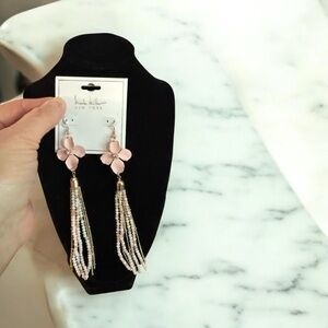 Nicole Miller Pink and Gold Tassel Earrings